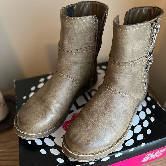 Taupe Combat Boots   - Picture 1 of 6